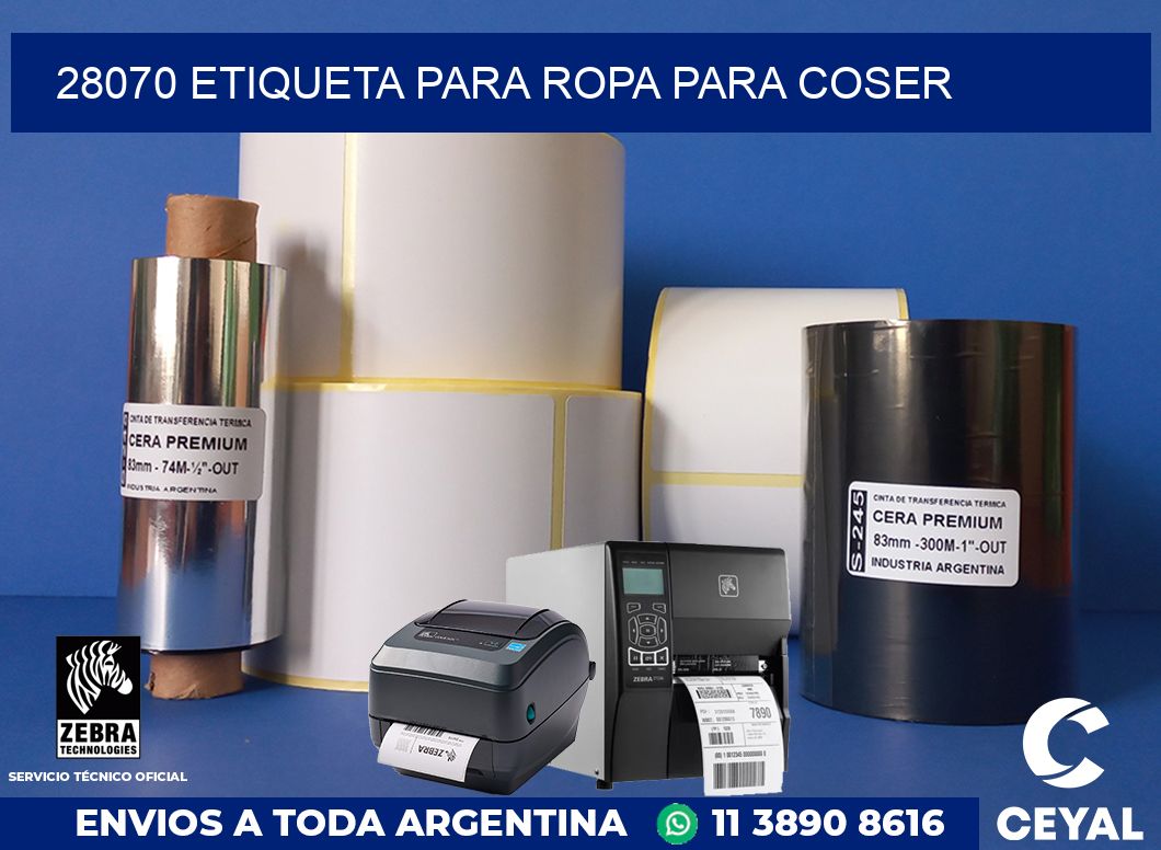 28070 ETIQUETA PARA ROPA PARA COSER