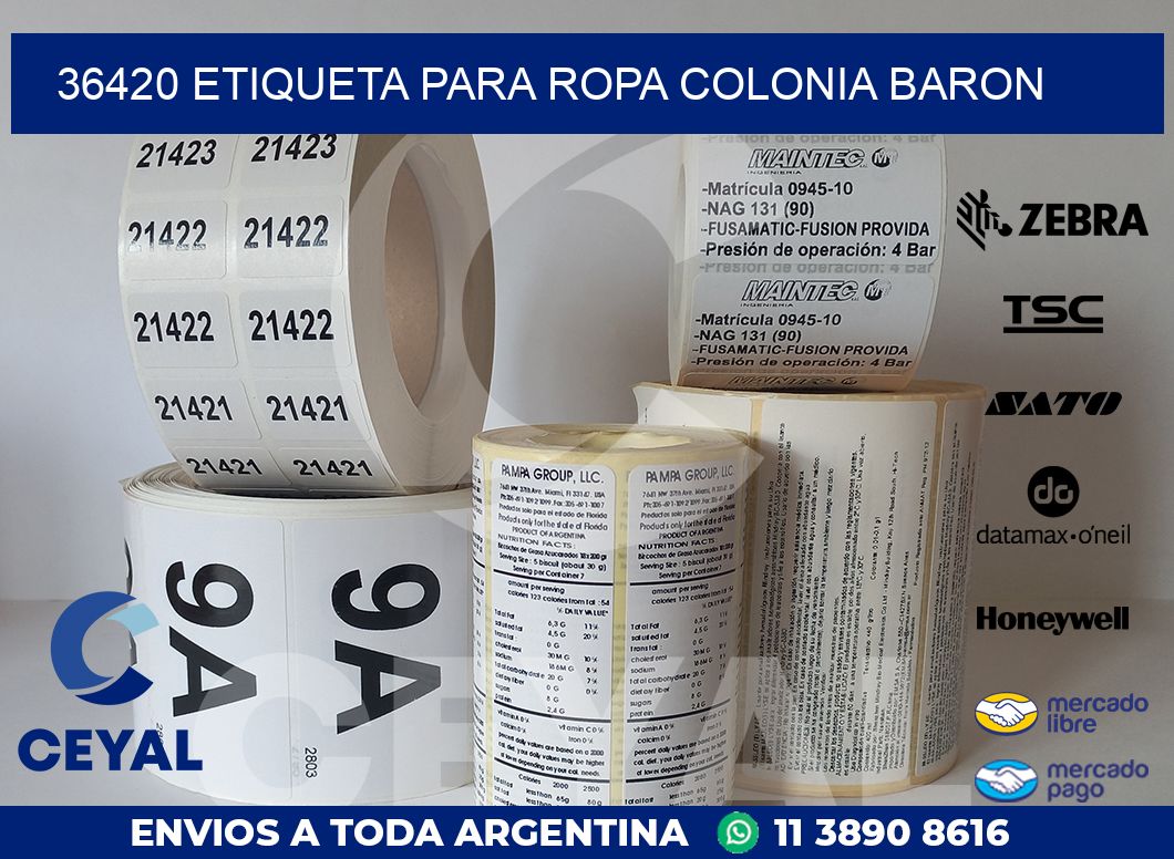 36420 ETIQUETA PARA ROPA COLONIA BARON