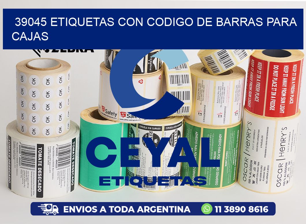 39045 ETIQUETAS CON CODIGO DE BARRAS PARA CAJAS