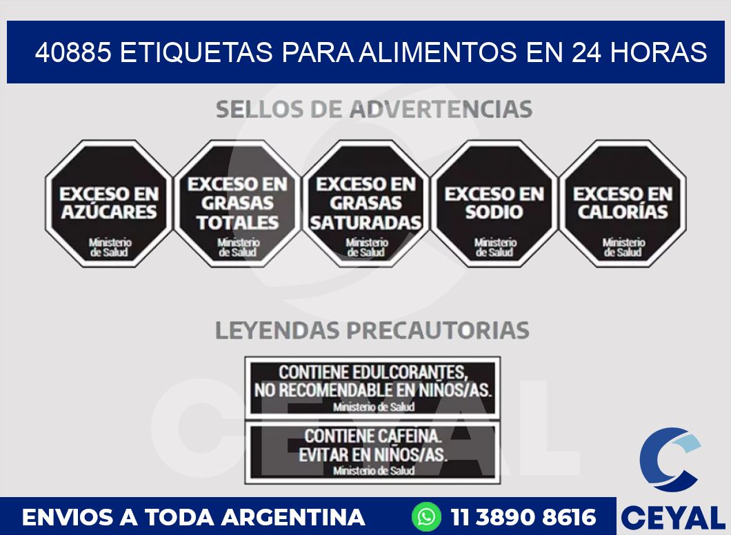 40885 ETIQUETAS PARA ALIMENTOS EN 24 HORAS