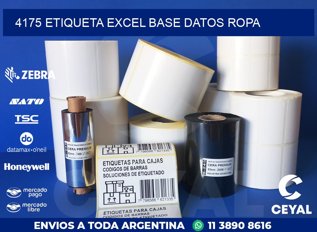 4175 etiqueta excel base datos ropa