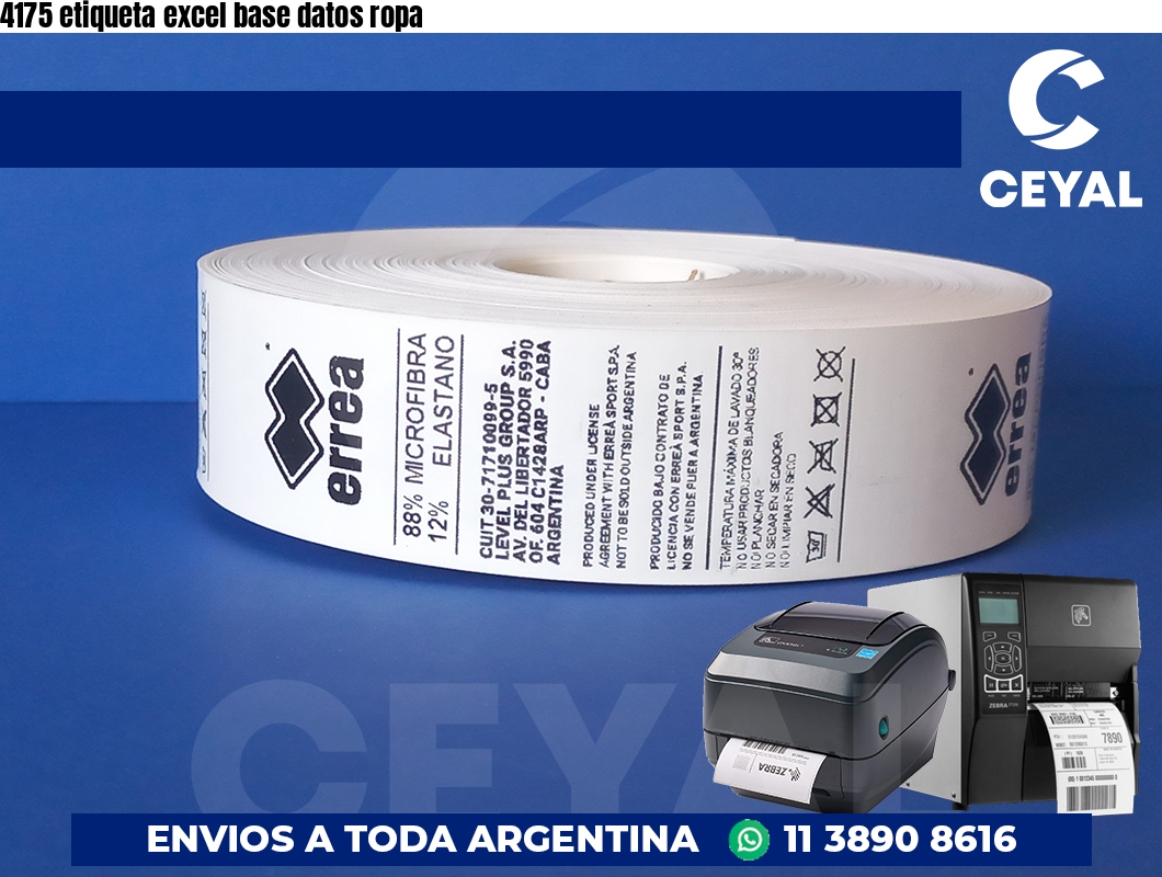 4175 etiqueta excel base datos ropa