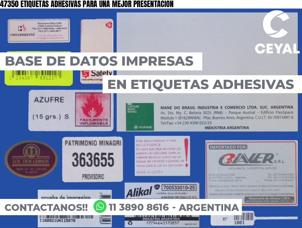 47350 ETIQUETAS ADHESIVAS PARA UNA MEJOR PRESENTACION