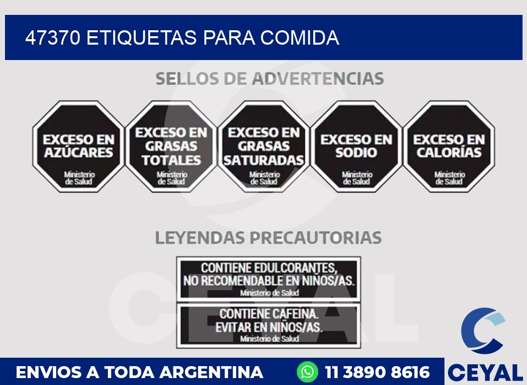 47370 ETIQUETAS PARA COMIDA