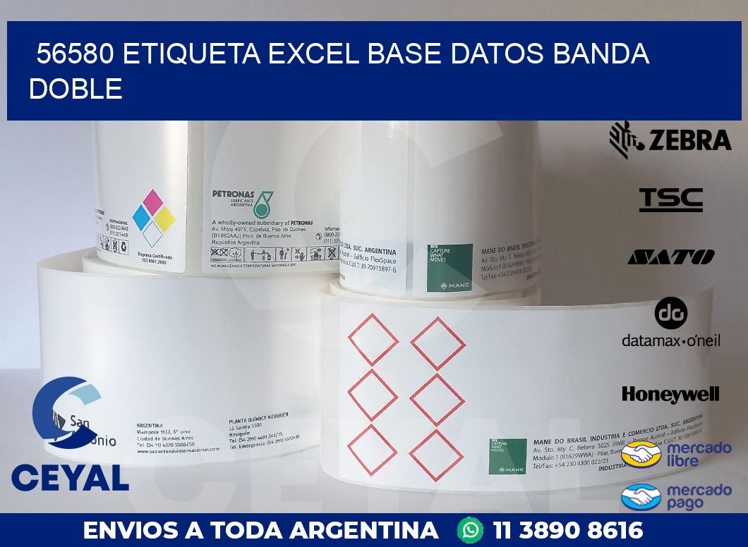 56580 etiqueta excel base datos banda doble