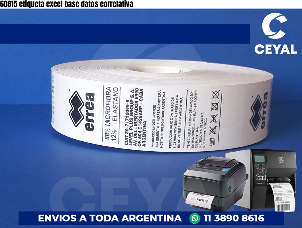 60815 etiqueta excel base datos correlativa