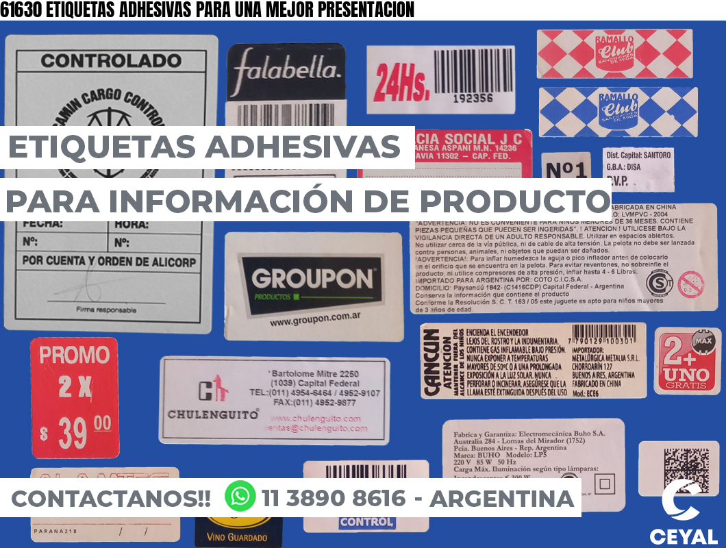 61630 ETIQUETAS ADHESIVAS PARA UNA MEJOR PRESENTACION