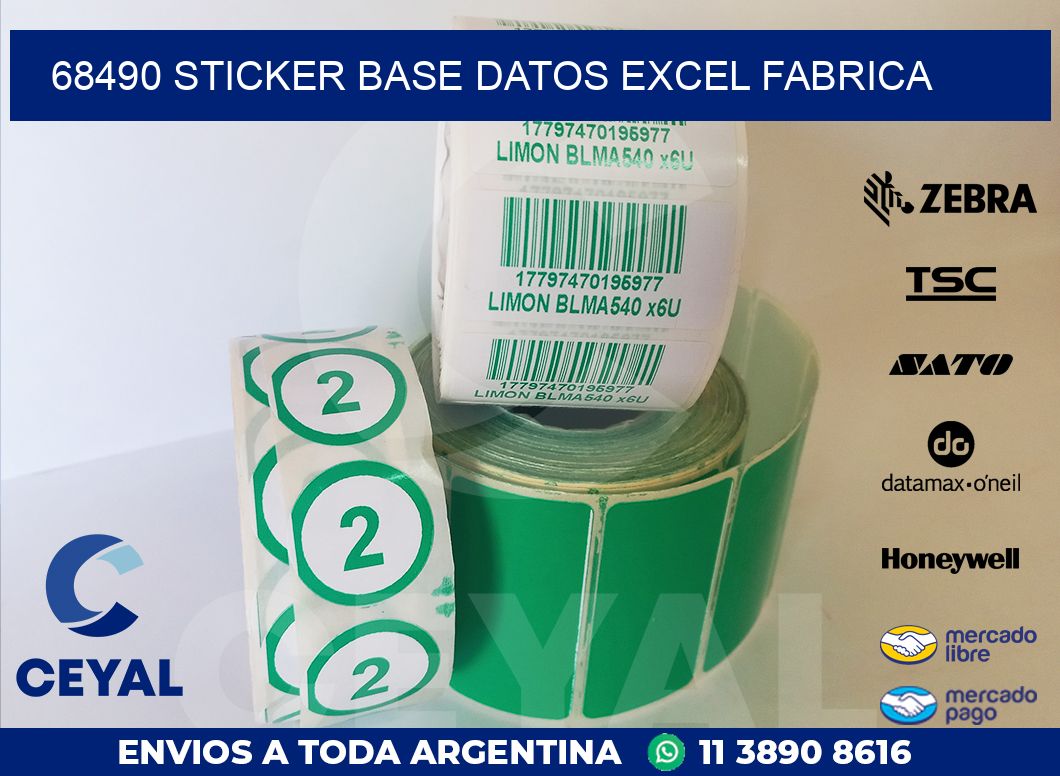 68490 sticker base datos excel fabrica