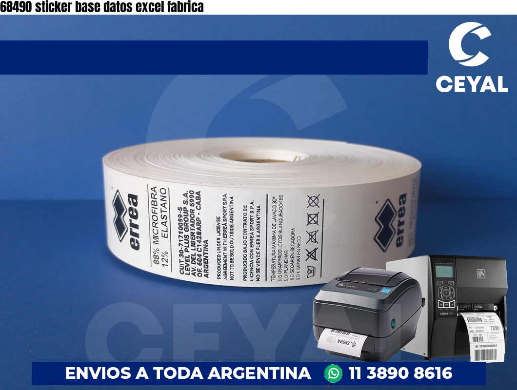 68490 sticker base datos excel fabrica