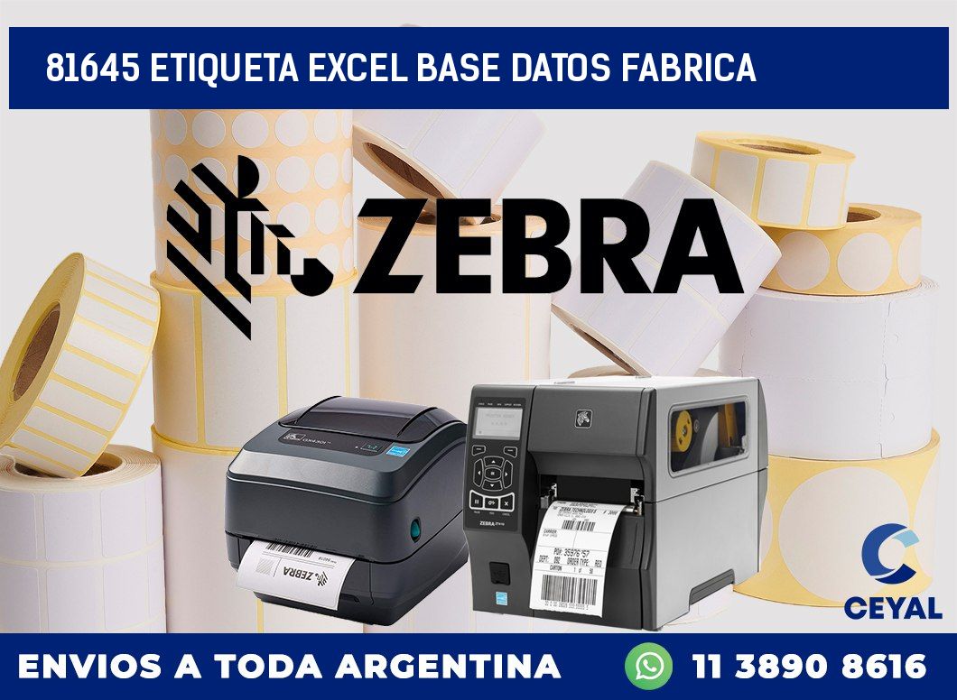 81645 etiqueta excel base datos fabrica