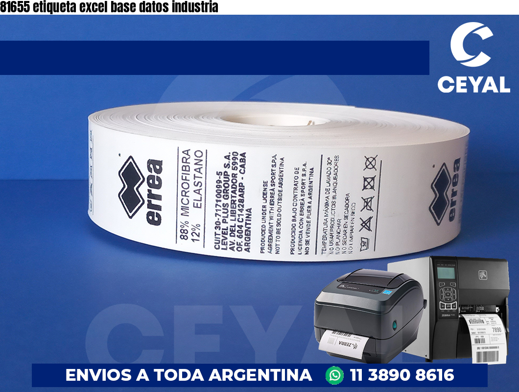 81655 etiqueta excel base datos industria