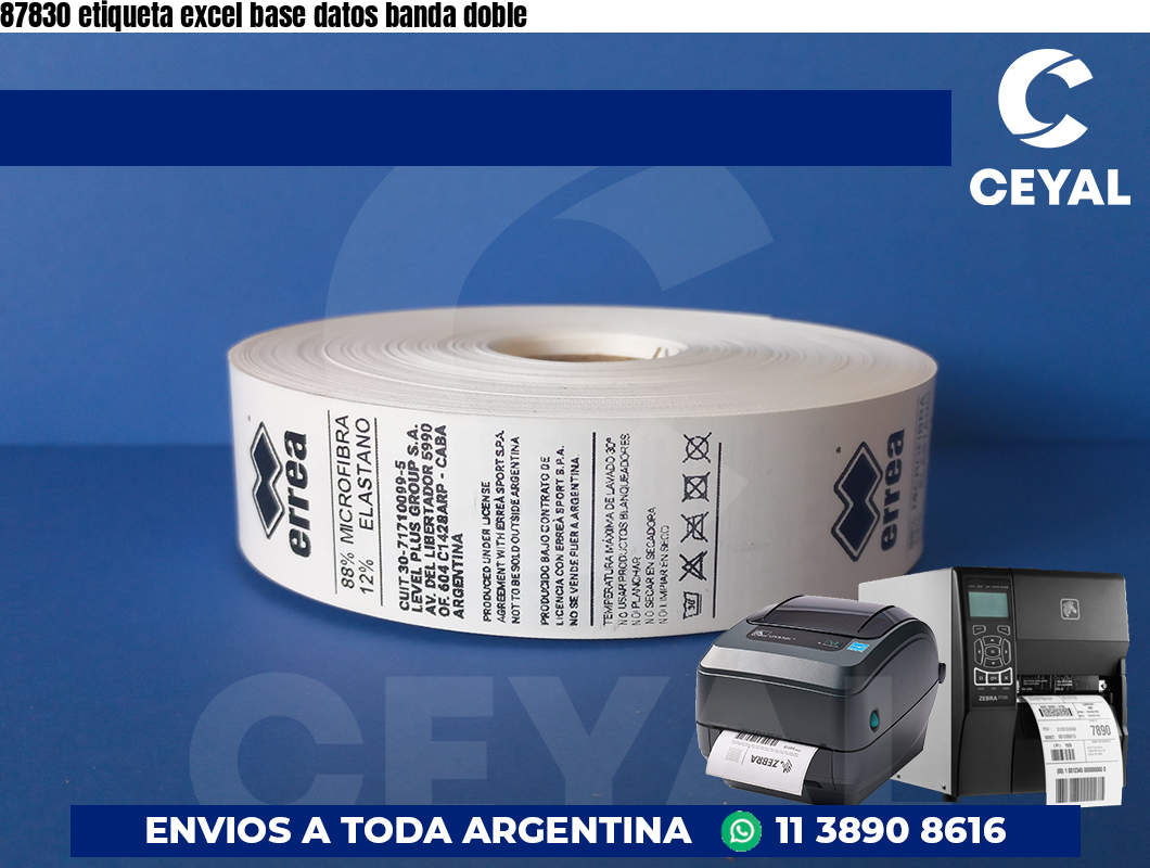 87830 etiqueta excel base datos banda doble