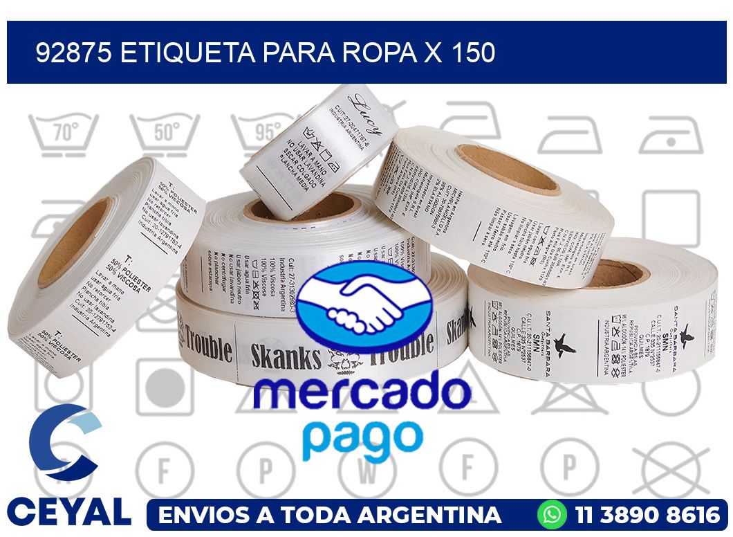 92875 ETIQUETA PARA ROPA X 150