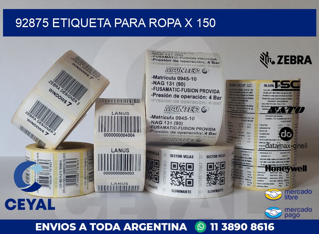 92875 ETIQUETA PARA ROPA X 150
