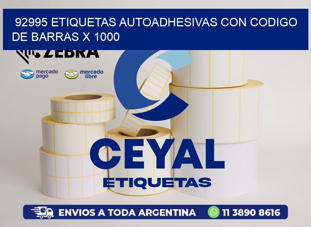 92995 ETIQUETAS AUTOADHESIVAS CON CODIGO DE BARRAS X 1000