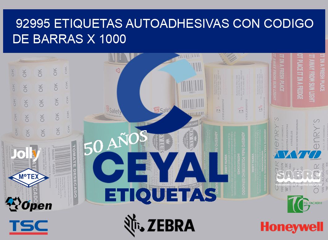 92995 ETIQUETAS AUTOADHESIVAS CON CODIGO DE BARRAS X 1000