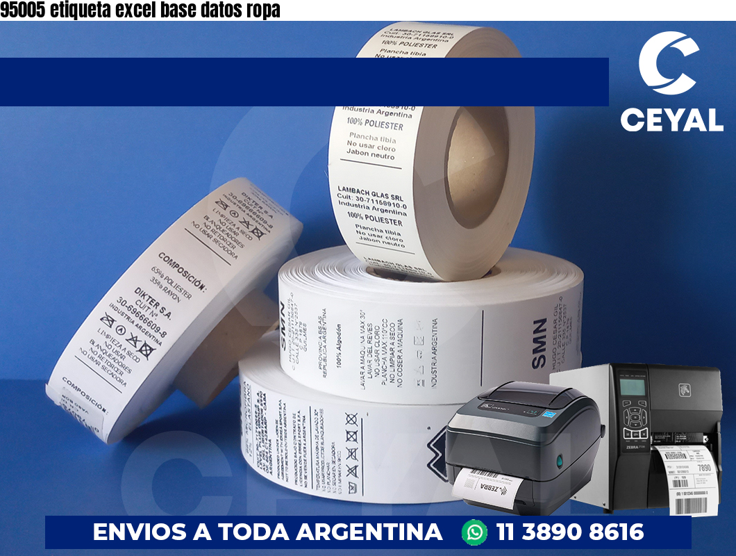 95005 etiqueta excel base datos ropa
