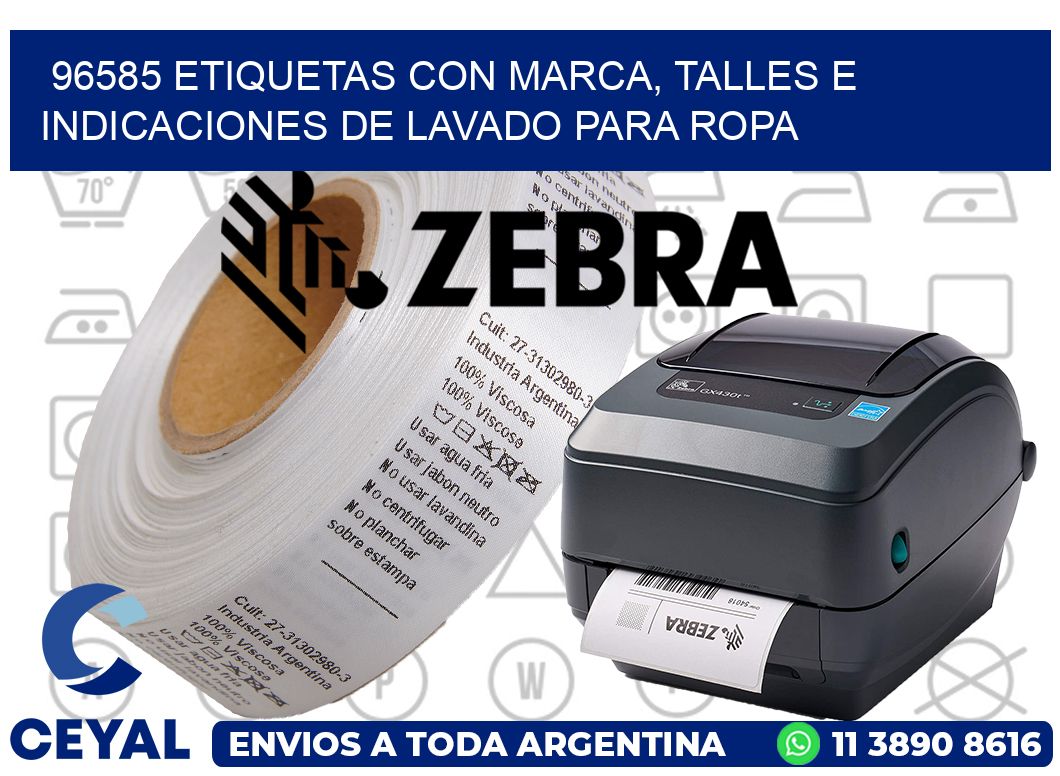 96585 ETIQUETAS CON MARCA, TALLES E INDICACIONES DE LAVADO PARA ROPA