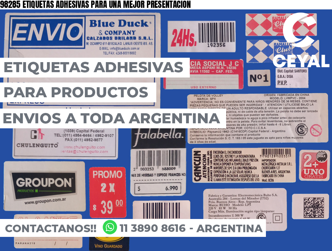 98285 ETIQUETAS ADHESIVAS PARA UNA MEJOR PRESENTACION