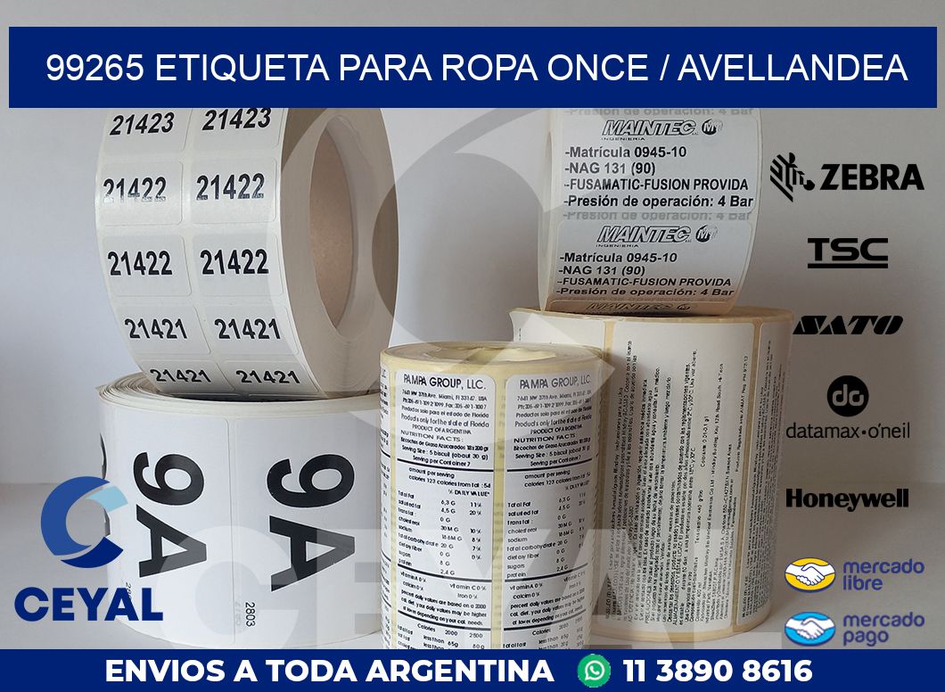 99265 ETIQUETA PARA ROPA ONCE / AVELLANDEA