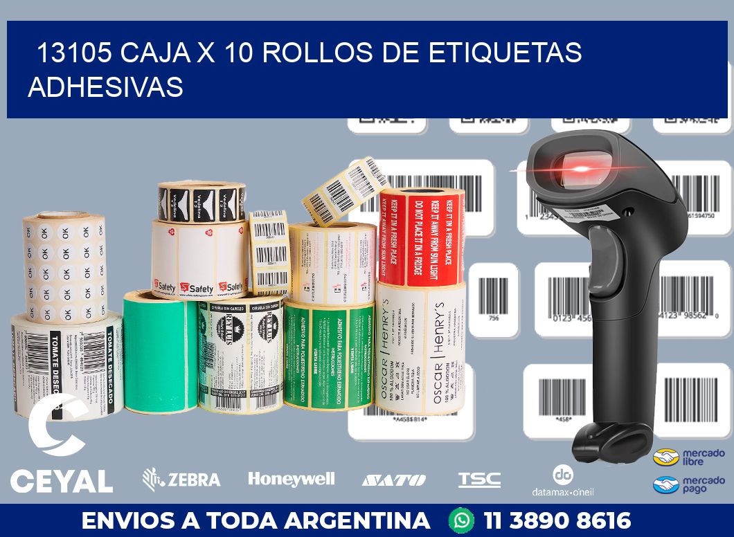 13105 CAJA X 10 ROLLOS DE ETIQUETAS ADHESIVAS