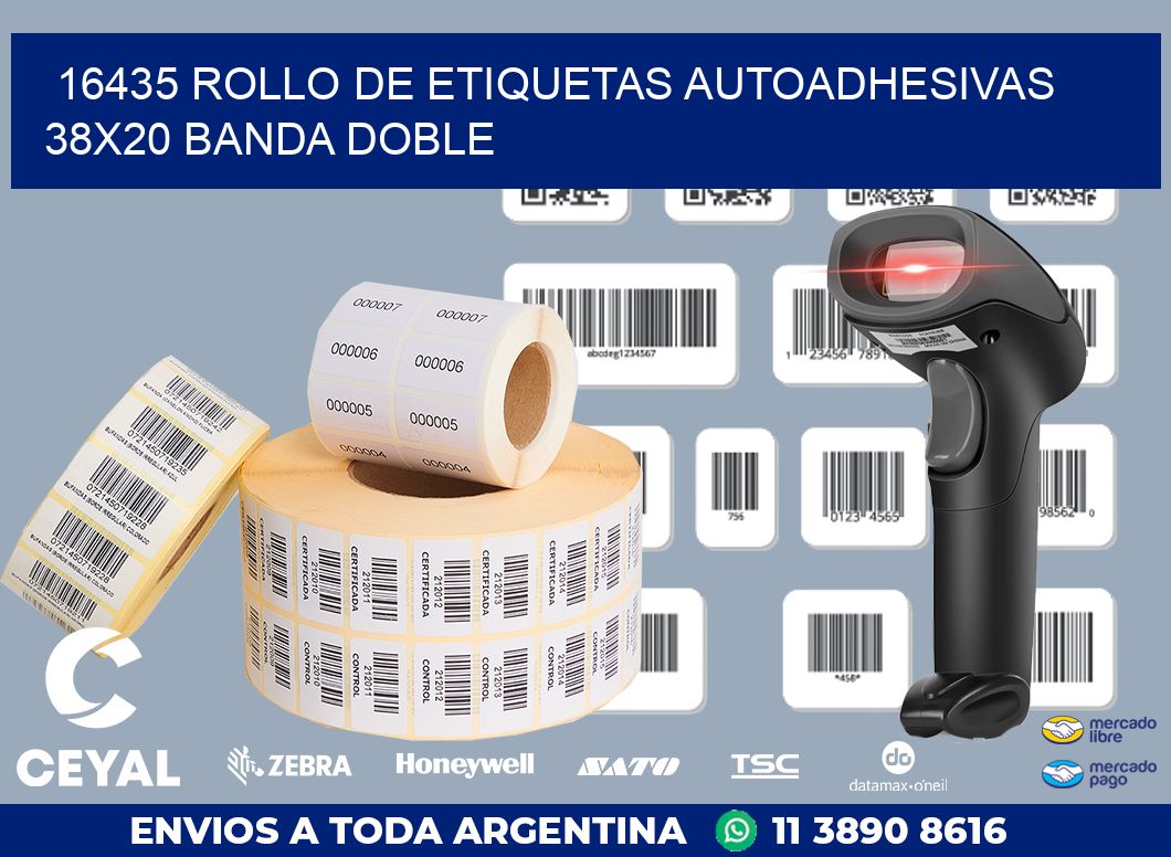 16435 ROLLO DE ETIQUETAS AUTOADHESIVAS 38X20 BANDA DOBLE