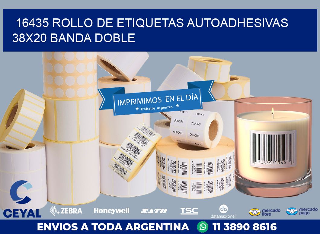 16435 ROLLO DE ETIQUETAS AUTOADHESIVAS 38X20 BANDA DOBLE