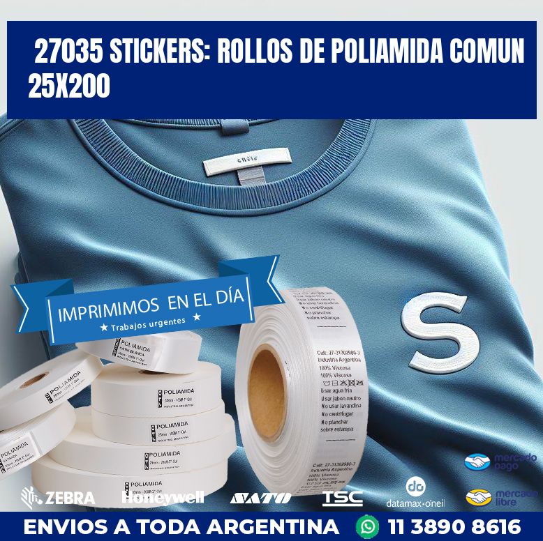 27035 STICKERS: ROLLOS DE POLIAMIDA COMUN 25X200