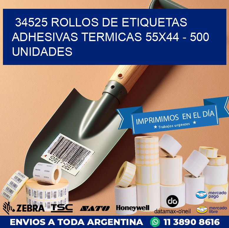 34525 ROLLOS DE ETIQUETAS ADHESIVAS TERMICAS 55X44 – 500 UNIDADES