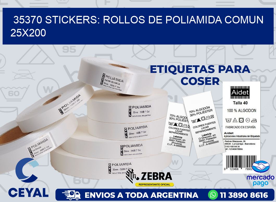 35370 STICKERS: ROLLOS DE POLIAMIDA COMUN 25X200