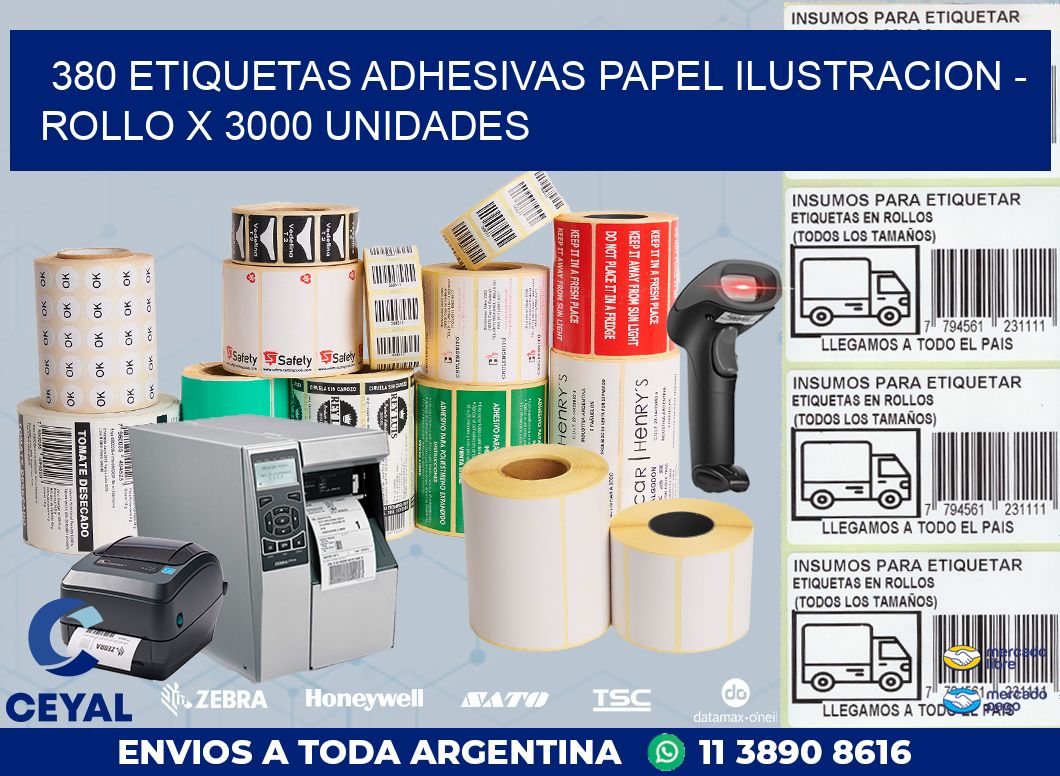 380 ETIQUETAS ADHESIVAS PAPEL ILUSTRACION - ROLLO X 3000 UNIDADES
