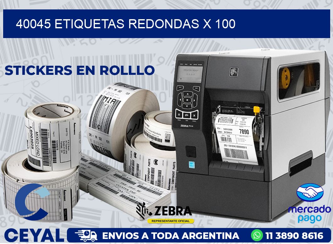 40045 ETIQUETAS REDONDAS X 100