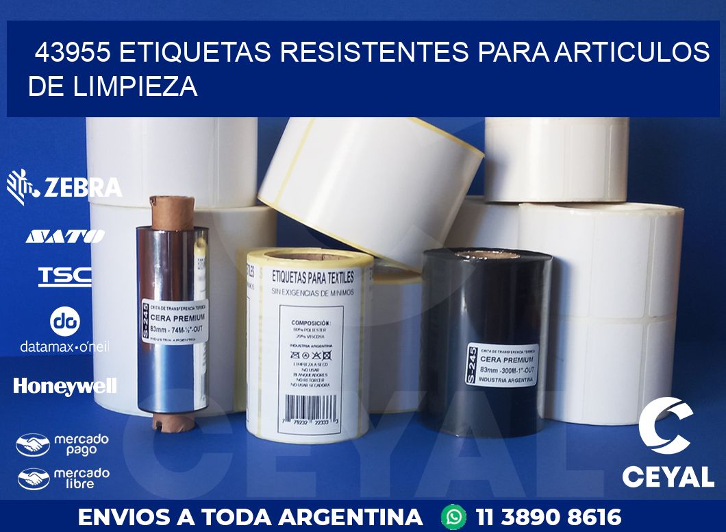 43955 ETIQUETAS RESISTENTES PARA ARTICULOS DE LIMPIEZA