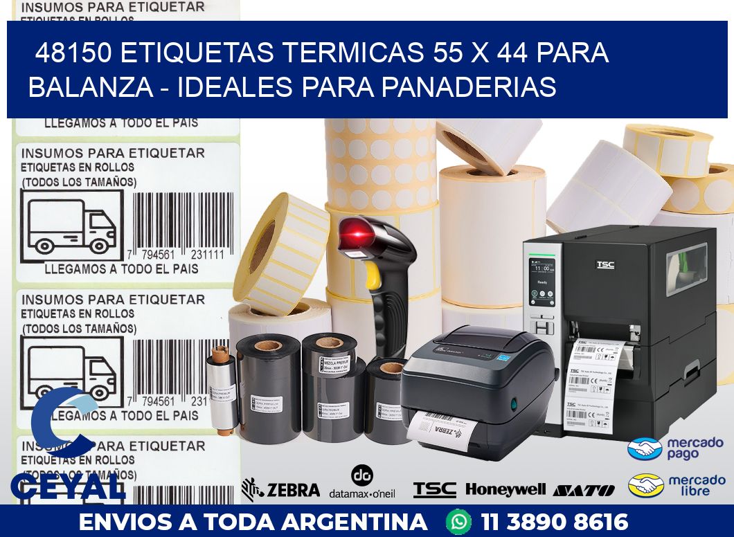 48150 ETIQUETAS TERMICAS 55 X 44 PARA BALANZA – IDEALES PARA PANADERIAS