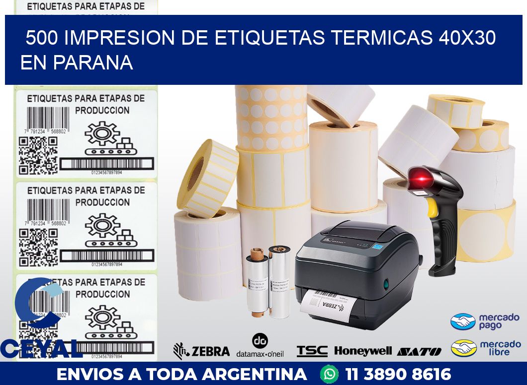 500 IMPRESION DE ETIQUETAS TERMICAS 40X30 EN PARANA