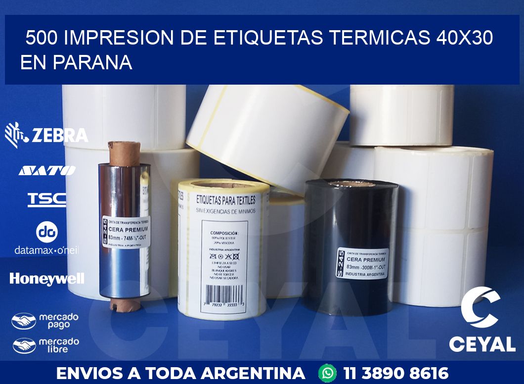 500 IMPRESION DE ETIQUETAS TERMICAS 40X30 EN PARANA