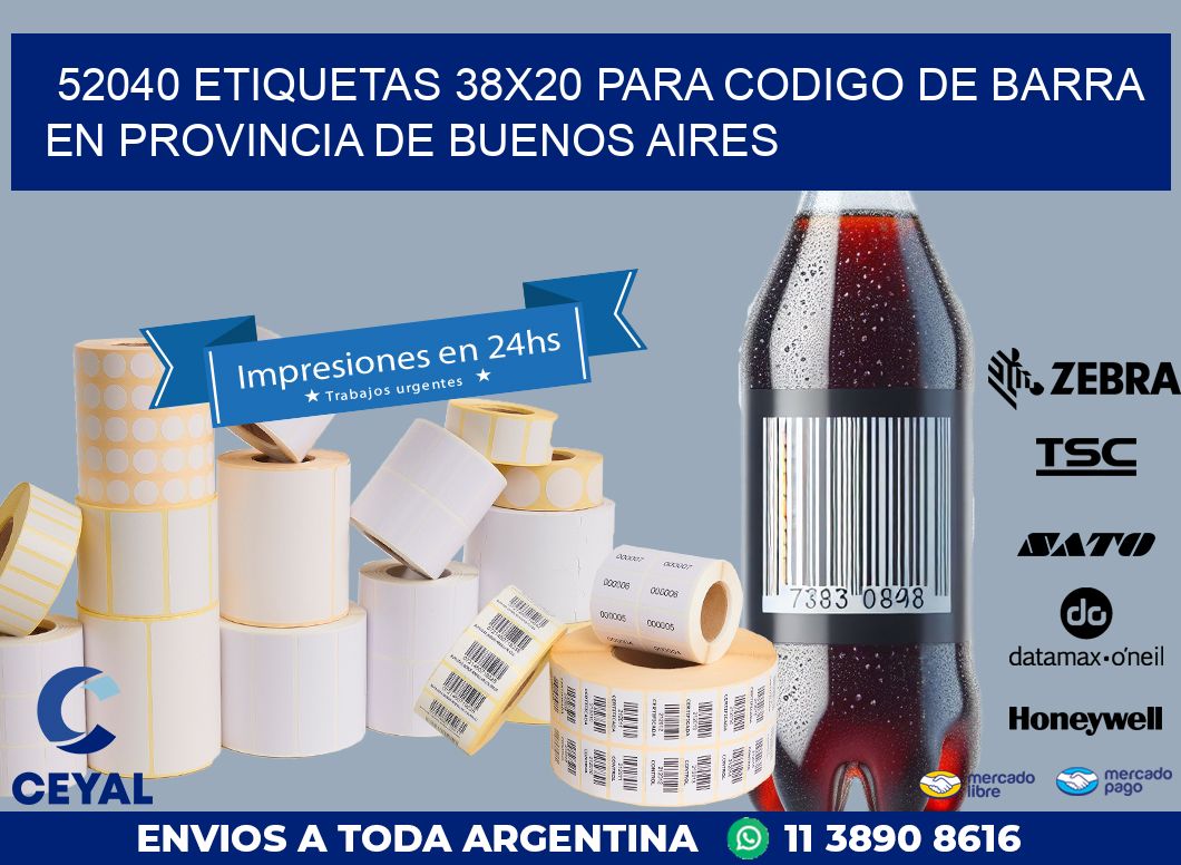 52040 ETIQUETAS 38X20 PARA CODIGO DE BARRA EN PROVINCIA DE BUENOS AIRES