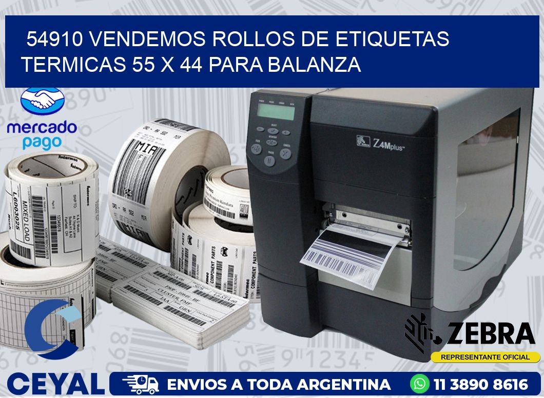 54910 VENDEMOS ROLLOS DE ETIQUETAS TERMICAS 55 X 44 PARA BALANZA