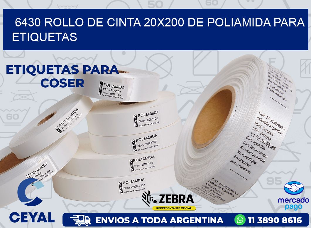 6430 ROLLO DE CINTA 20X200 DE POLIAMIDA PARA ETIQUETAS
