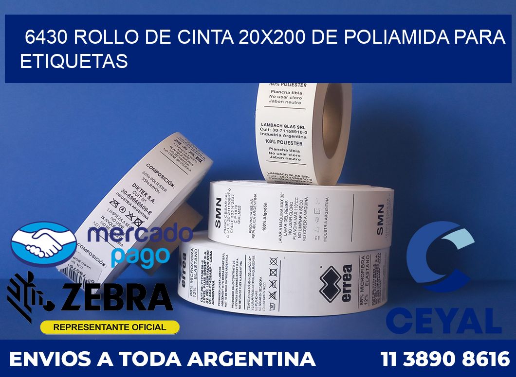 6430 ROLLO DE CINTA 20X200 DE POLIAMIDA PARA ETIQUETAS