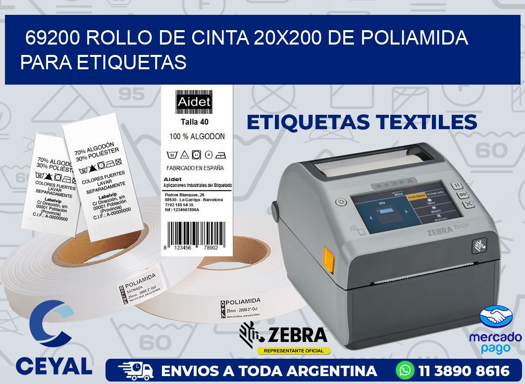69200 ROLLO DE CINTA 20X200 DE POLIAMIDA PARA ETIQUETAS