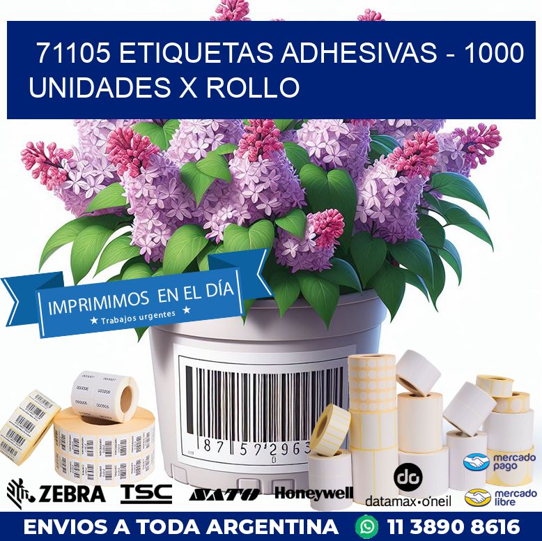 71105 ETIQUETAS ADHESIVAS – 1000 UNIDADES X ROLLO