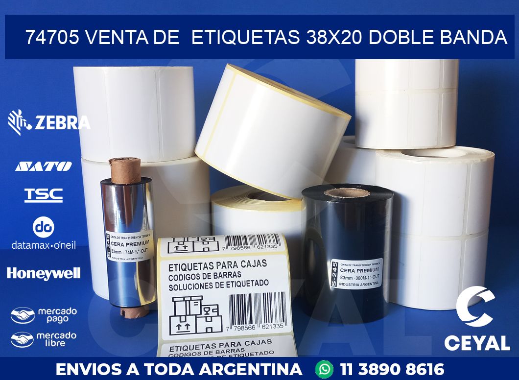 74705 VENTA DE  ETIQUETAS 38X20 DOBLE BANDA