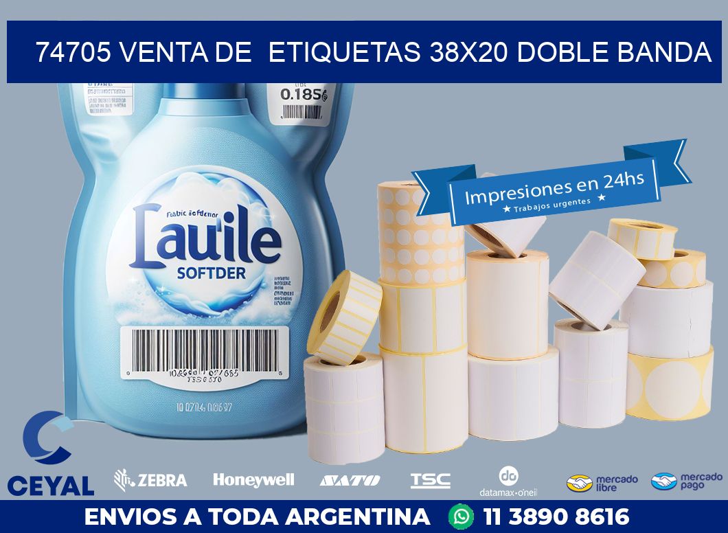 74705 VENTA DE  ETIQUETAS 38X20 DOBLE BANDA
