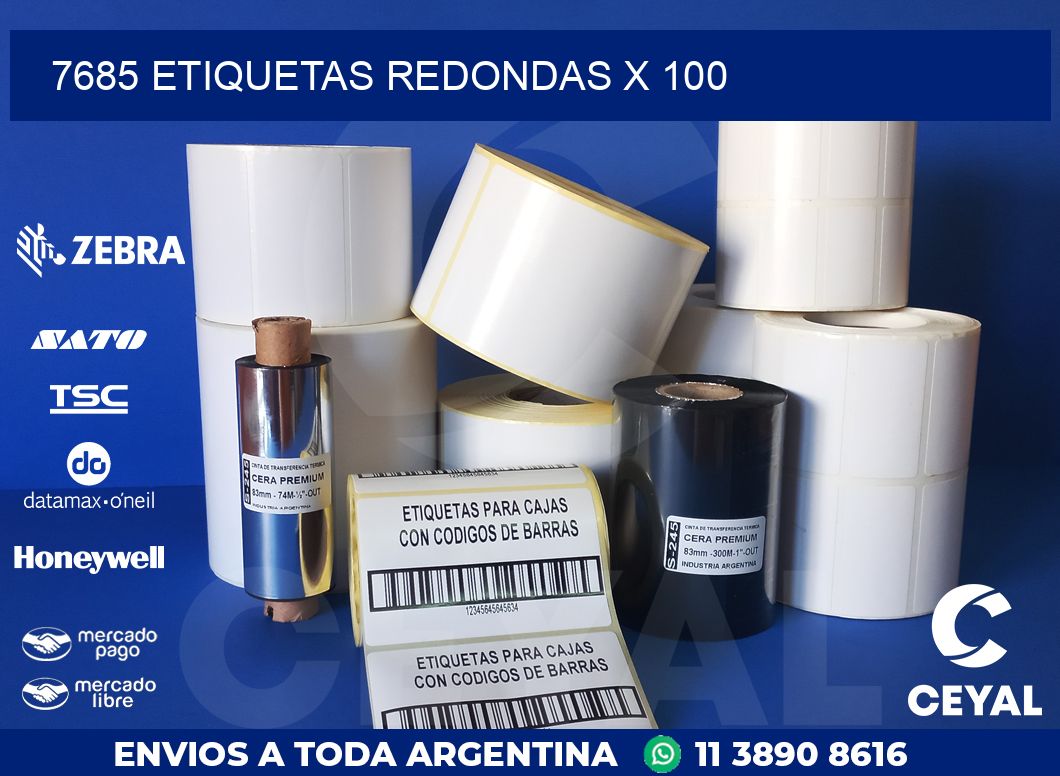 7685 ETIQUETAS REDONDAS X 100