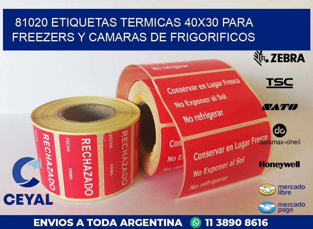 81020 ETIQUETAS TERMICAS 40X30 PARA FREEZERS Y CAMARAS DE FRIGORIFICOS