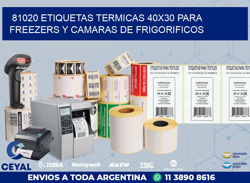 81020 ETIQUETAS TERMICAS 40X30 PARA FREEZERS Y CAMARAS DE FRIGORIFICOS