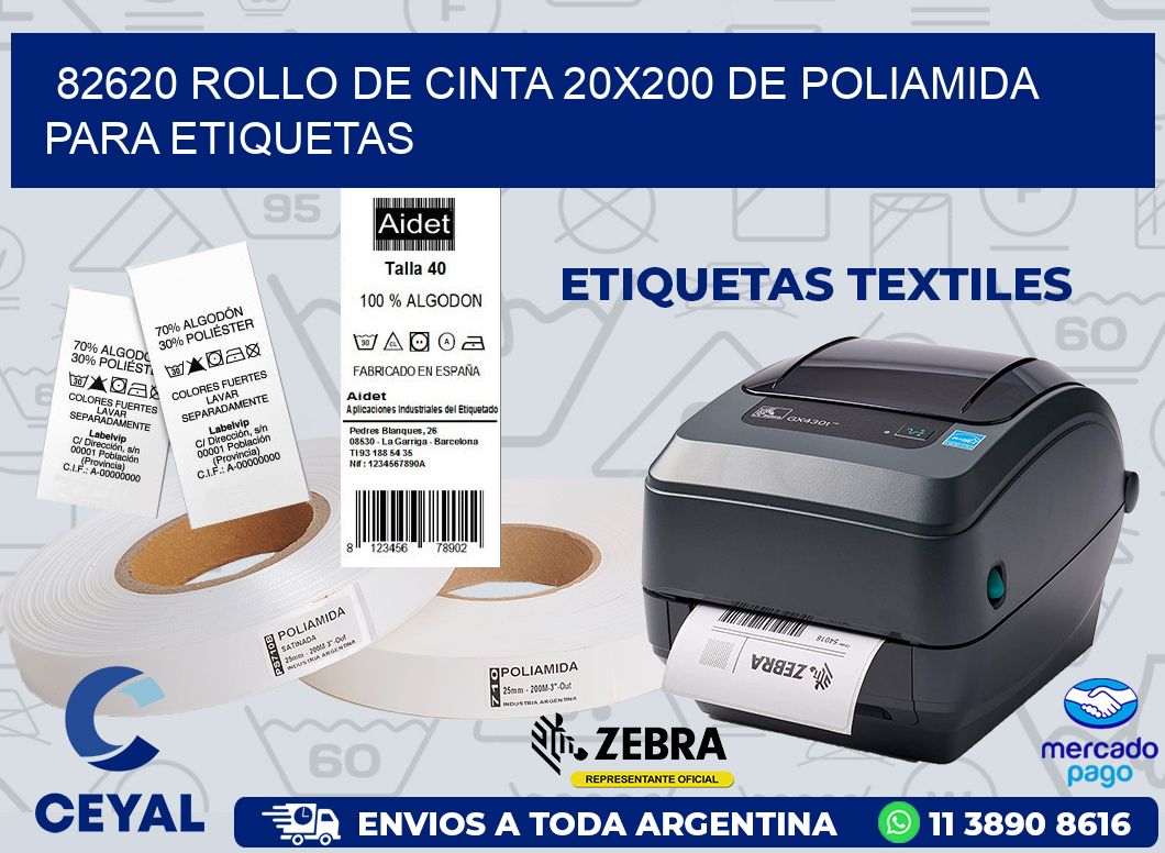 82620 ROLLO DE CINTA 20X200 DE POLIAMIDA PARA ETIQUETAS