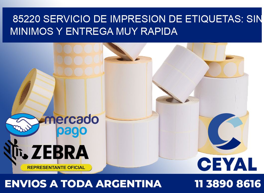 85220 SERVICIO DE IMPRESION DE ETIQUETAS: SIN MINIMOS Y ENTREGA MUY RAPIDA