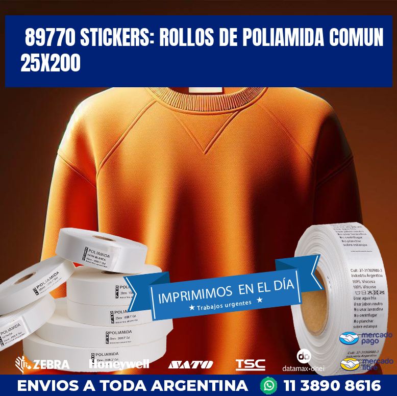 89770 STICKERS: ROLLOS DE POLIAMIDA COMUN 25X200